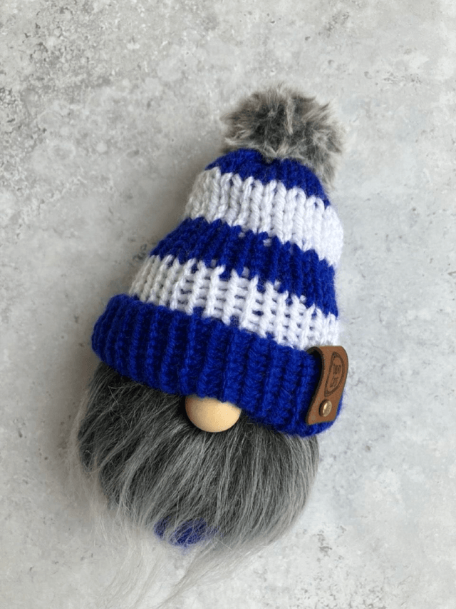 Blue & white stripe team gnome (small - 17cm)
